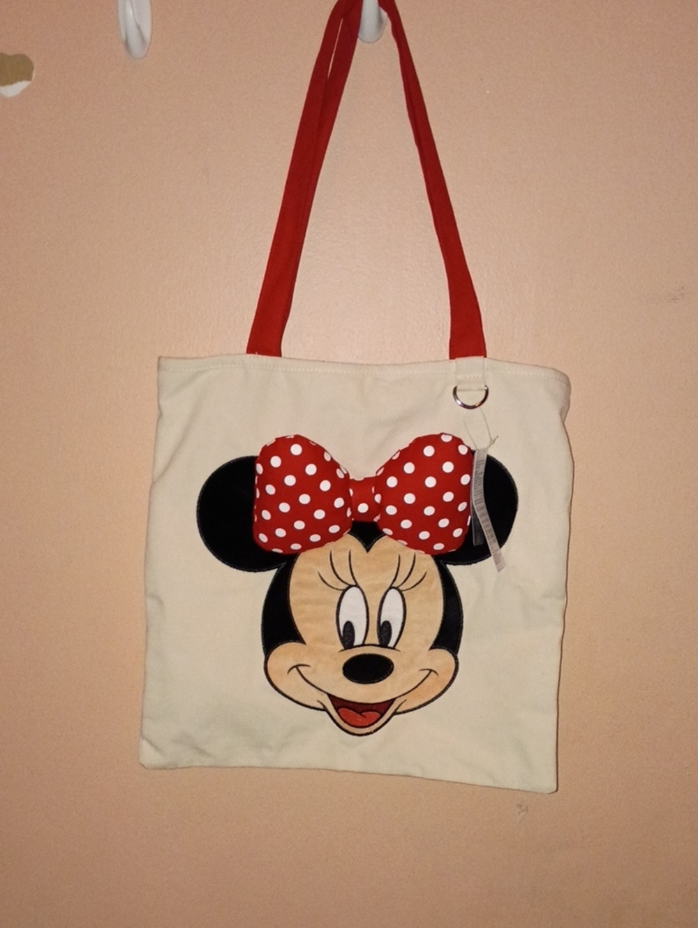 Canvas Minnie Mouse Tote Bag with Red Straps